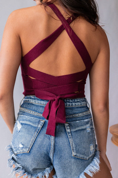 Heartbreaker Knit Crop Top (Maroon) FINAL SALE