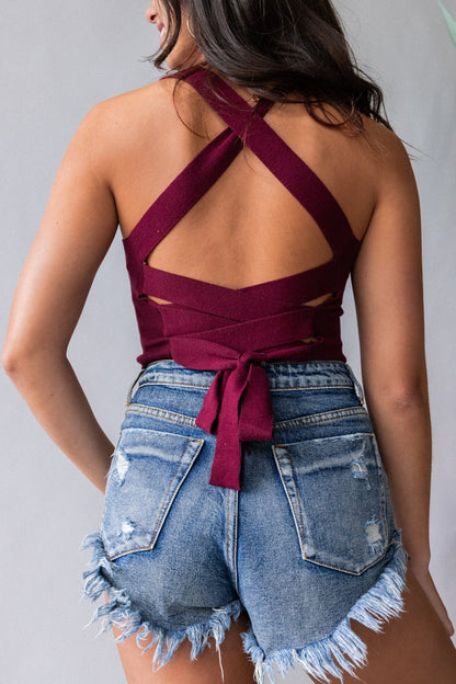 Heartbreaker Knit Crop Top (Maroon) FINAL SALE
