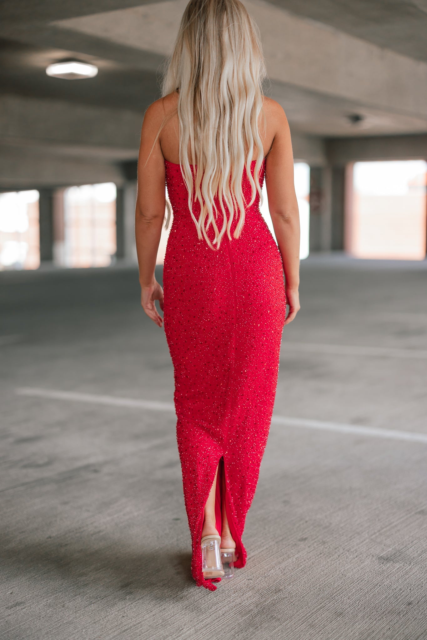 Giselle Mesh Pearl Cowl Neck Maxi Dress
