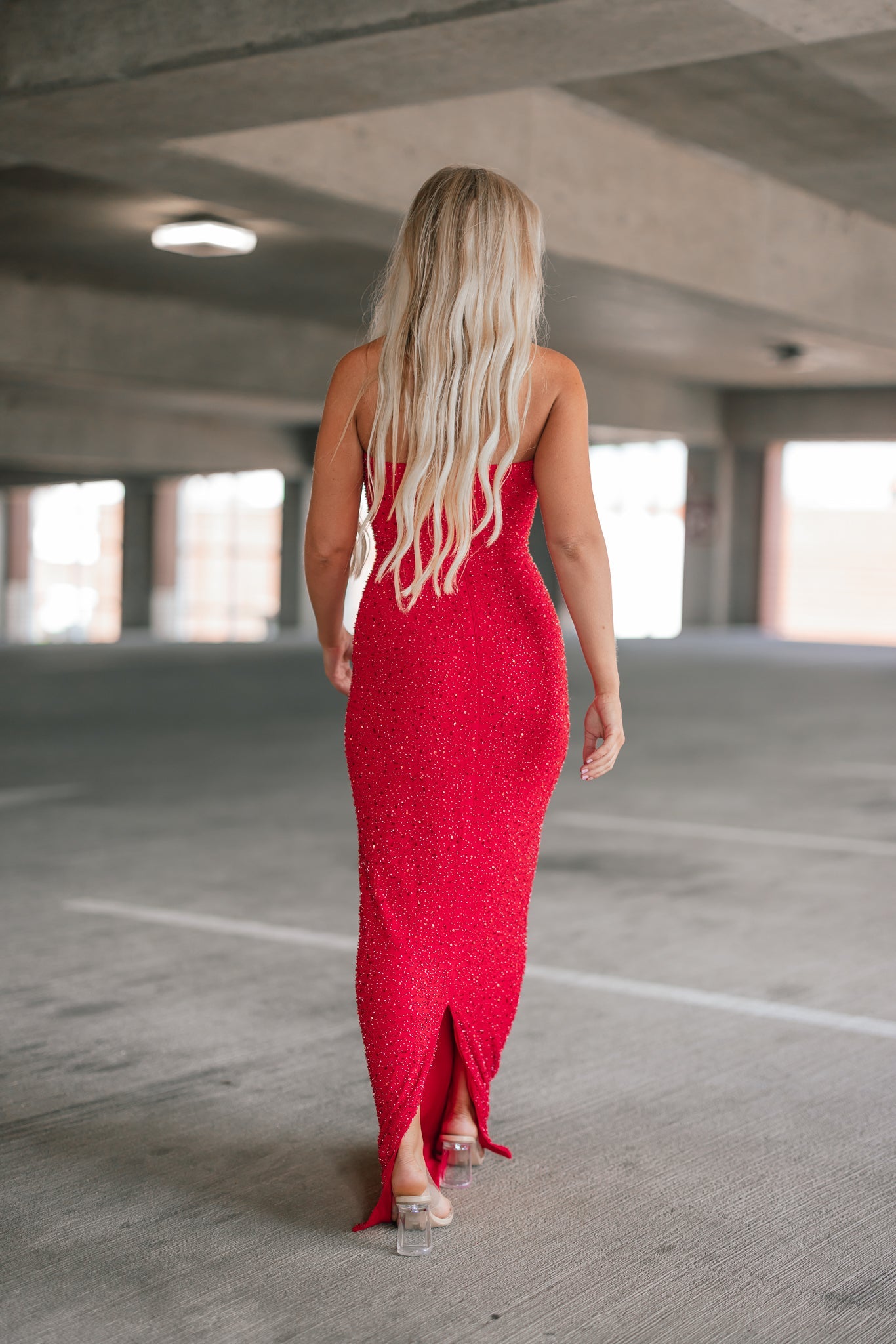 Giselle Mesh Pearl Cowl Neck Maxi Dress