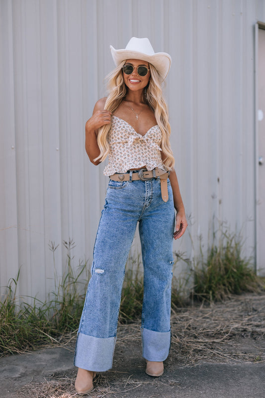 Buck High Rise Folded Denim Jeans