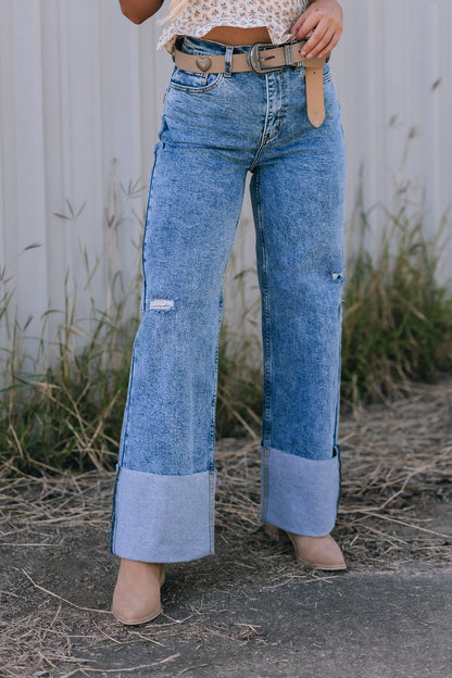 Buck High Rise Folded Denim Jeans