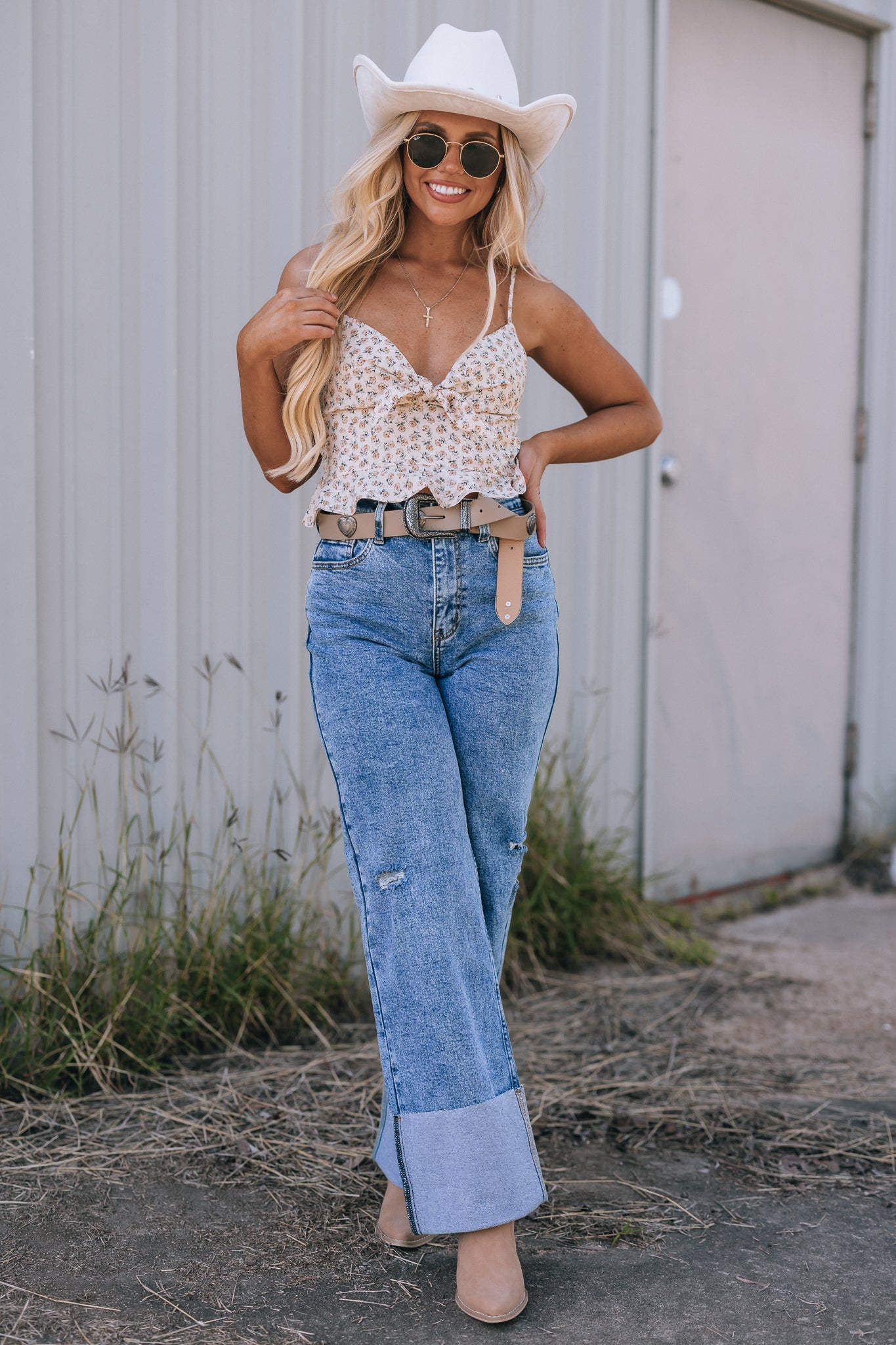 Buck High Rise Folded Denim Jeans