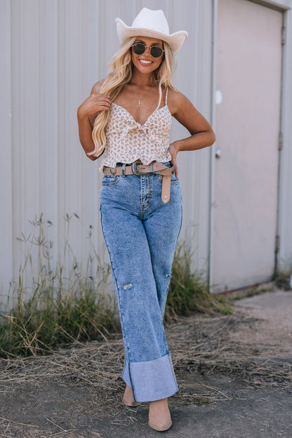 Buck High Rise Folded Denim Jeans