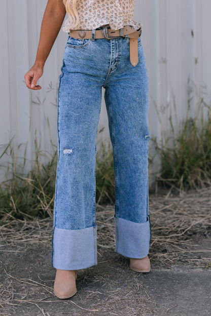 Buck High Rise Folded Denim Jeans