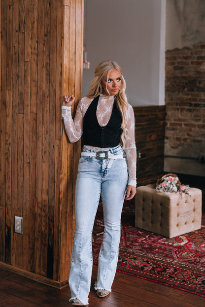 Lace For Days Long Sleeve Top (White)
