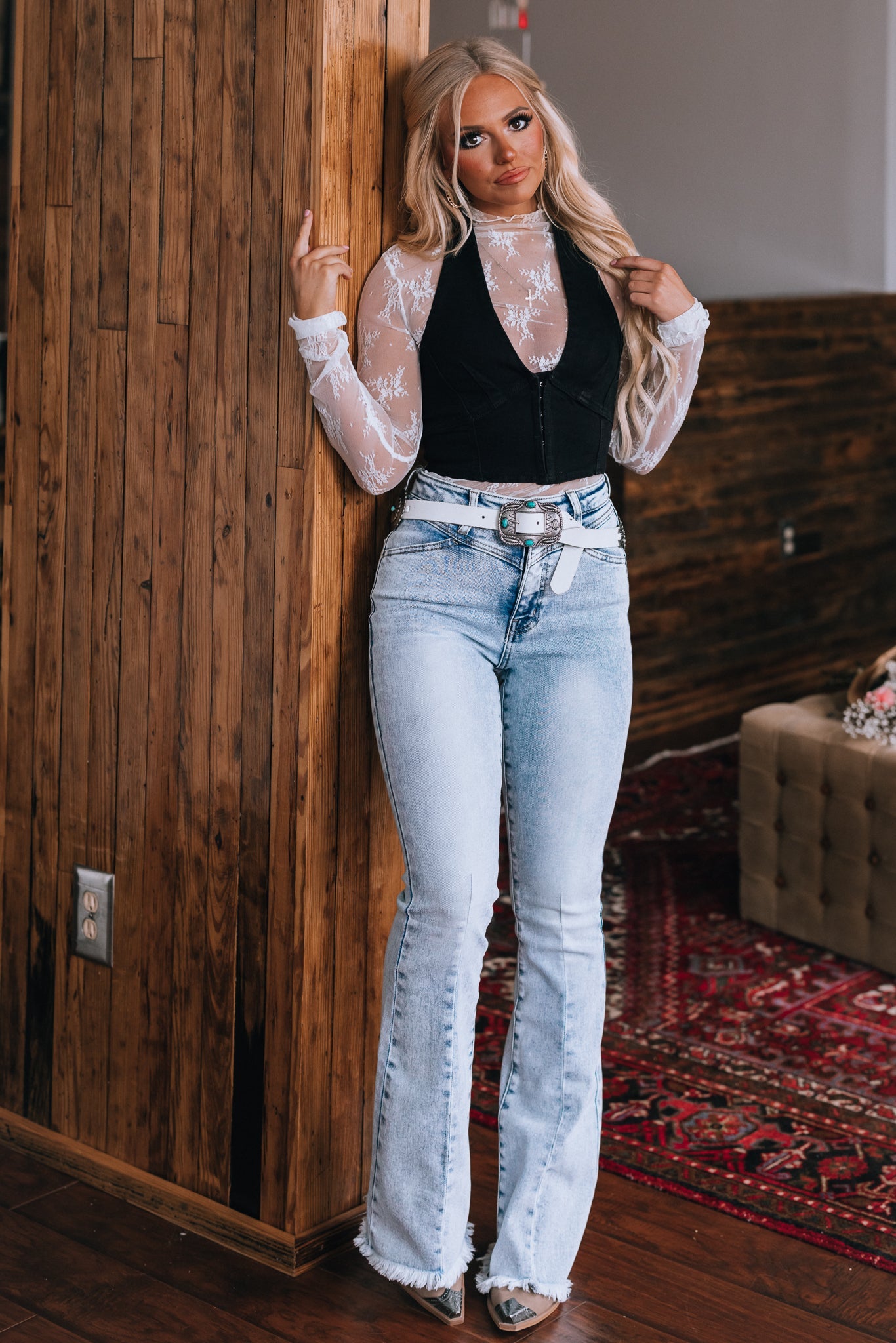 Lace For Days Long Sleeve Top (White)