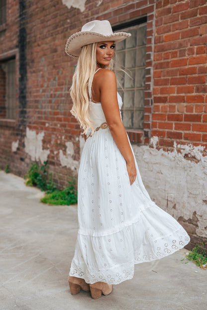 Say You're Mine Eyelet Midi Dress (Ivory)