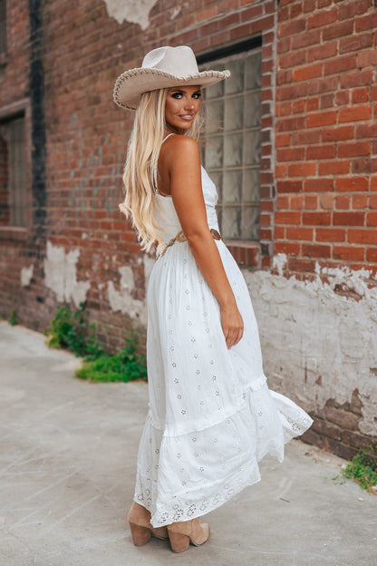 Say You're Mine Eyelet Midi Dress (Ivory)