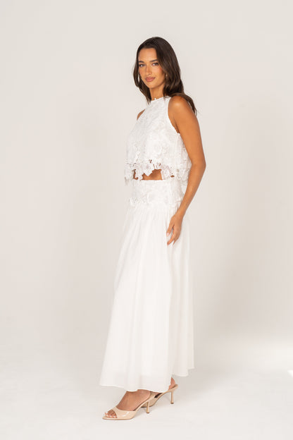 Hattie White Lace Crop Top & Maxi Skirt Set