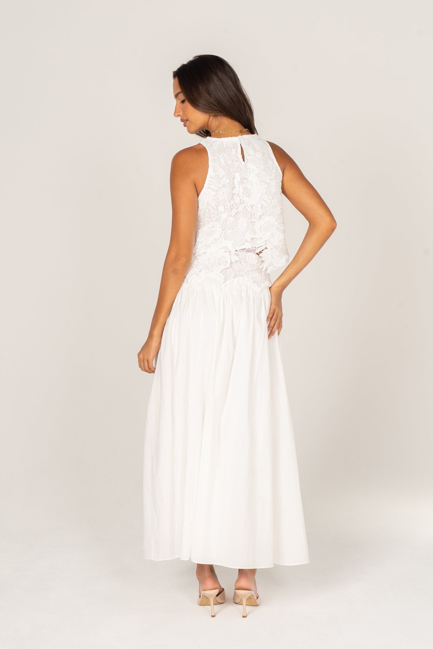 Hattie White Lace Crop Top & Maxi Skirt Set