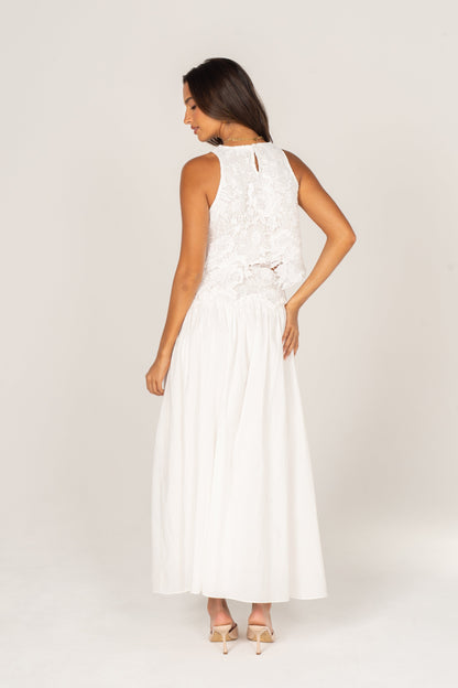 Hattie White Lace Crop Top & Maxi Skirt Set