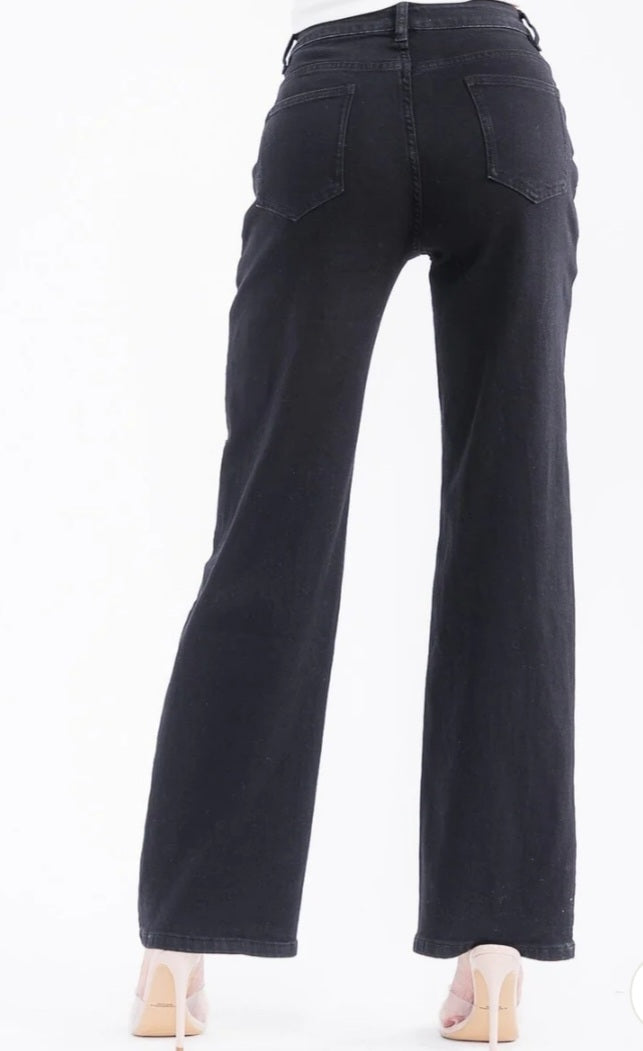 Pearl Bloom Cutout Jeans - Black