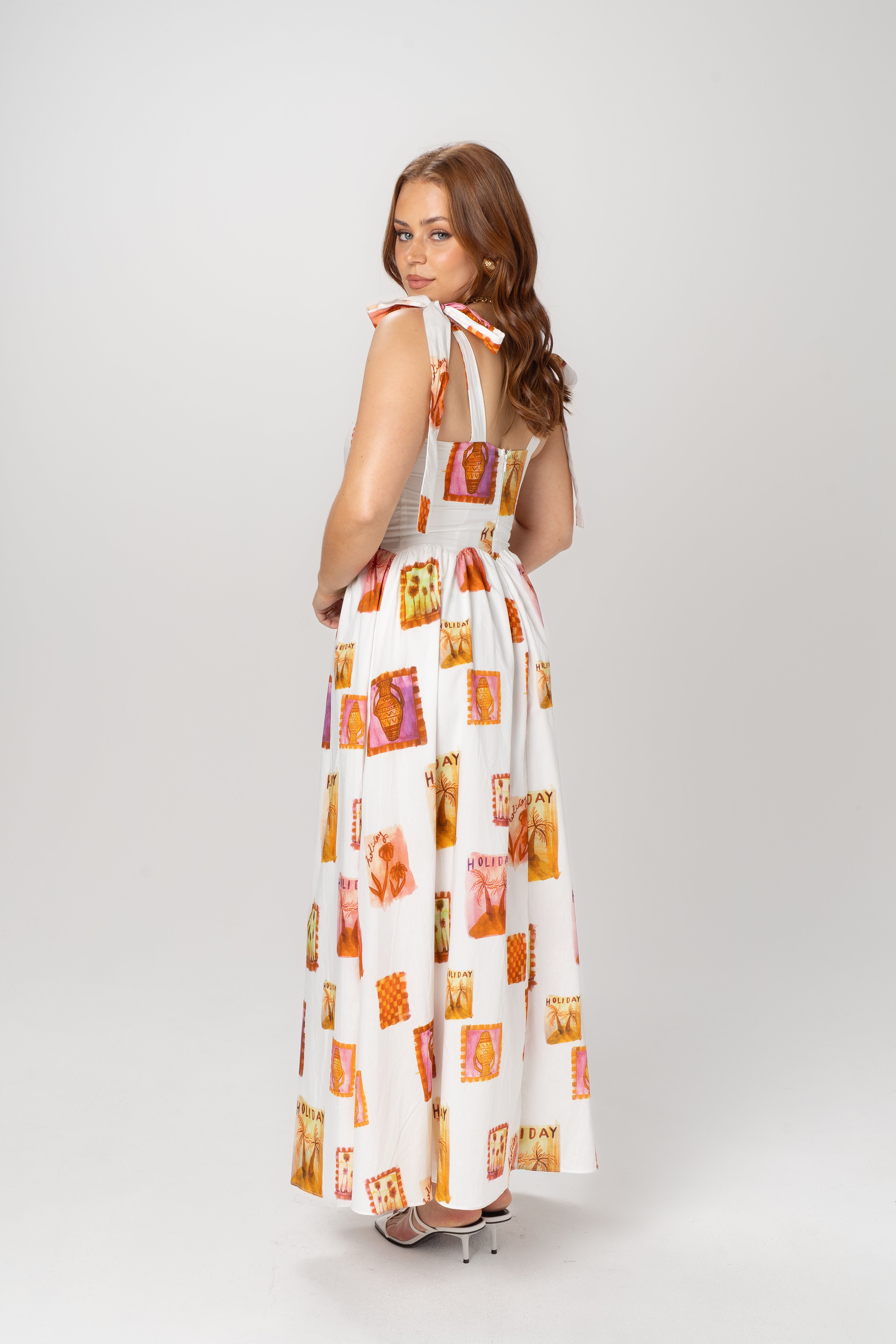 Laurie Holiday Print Maxi Dress