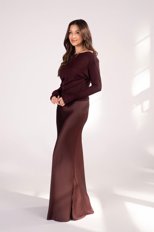 Lennox Drop Shoulder Long Sleeve Top & Maxi Skirt Set