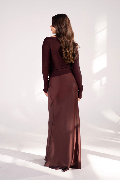 Lennox Drop Shoulder Long Sleeve Top & Maxi Skirt Set