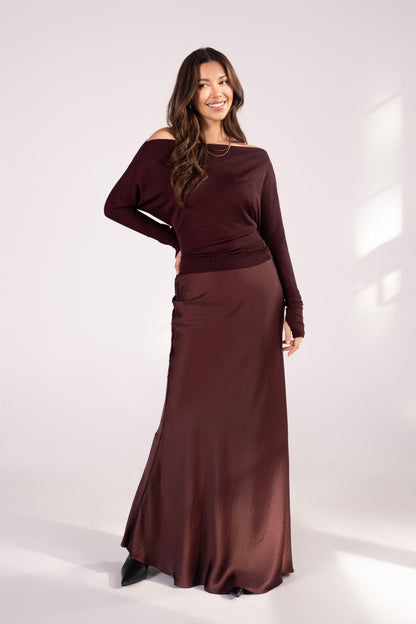 Lennox Drop Shoulder Long Sleeve Top & Maxi Skirt Set