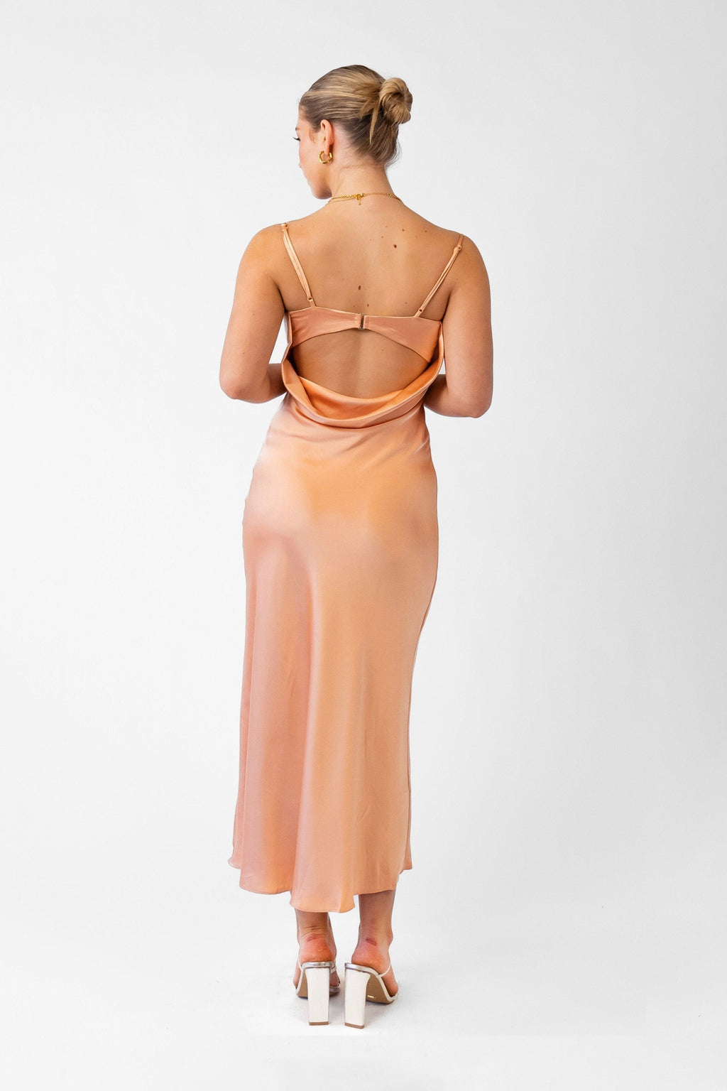 Maddy Peach Satin Maxi Slip Dress