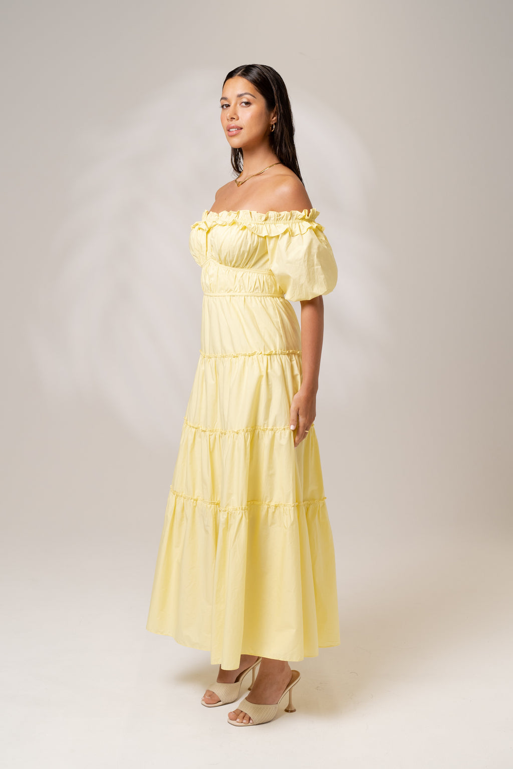 Morgan Off Shoulder Yellow Maxi Dress