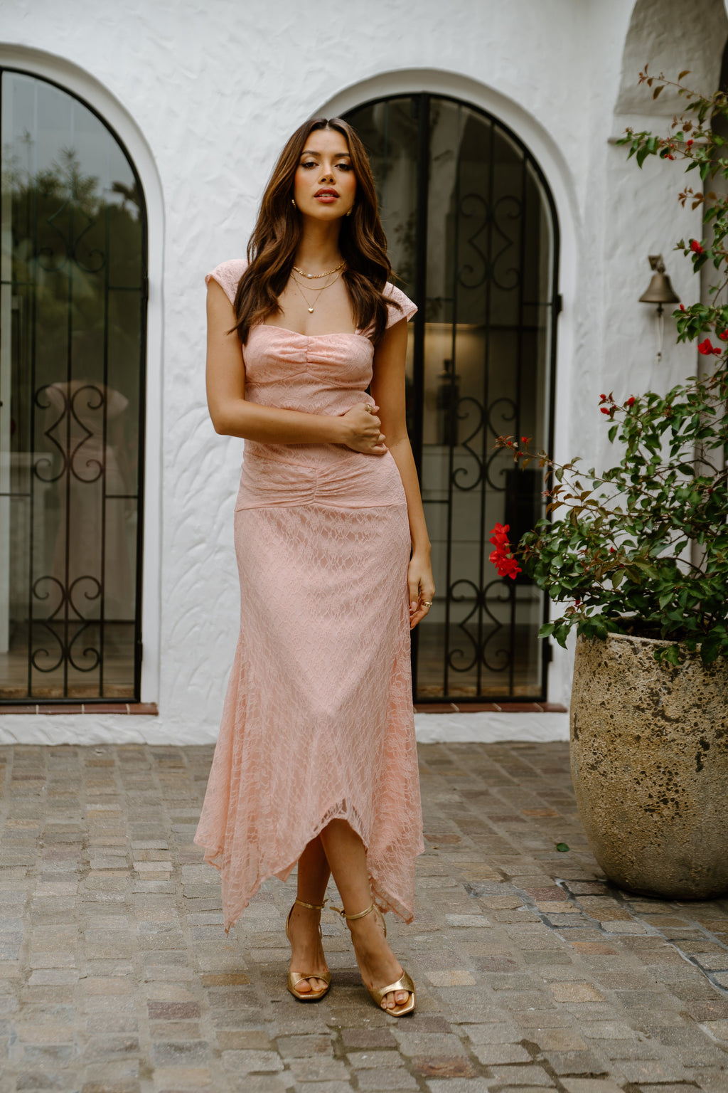 Rhiannon Pink Lace Cocktail Dress
