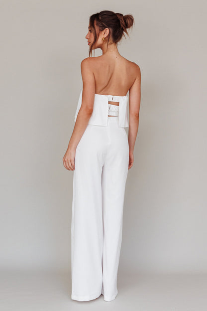 Butterfly Kiss Strapless Jumpsuit Off White