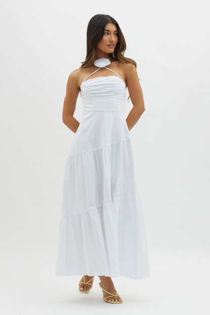 Bondi Rose Decoration Maxi Dress White