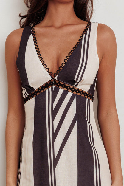 Cambria Sleeveless Striped Maxi Dress Black