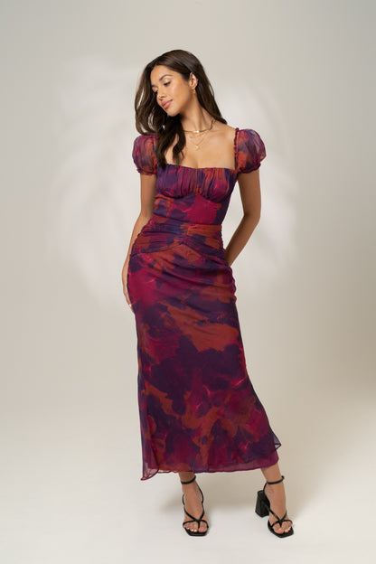 Simone Puff Sleeve Midi Dress