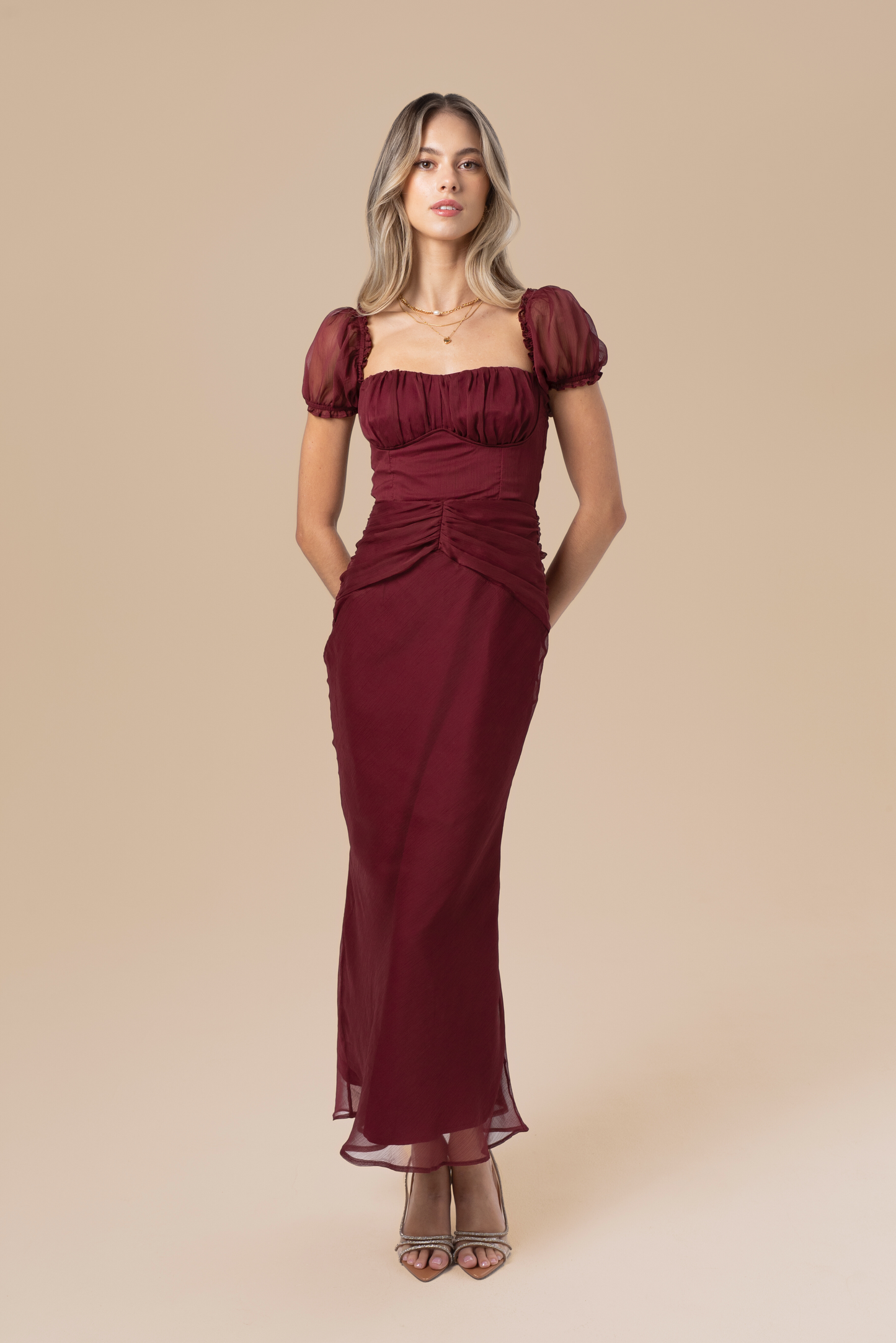 Simone Puff Sleeve Midi Dress
