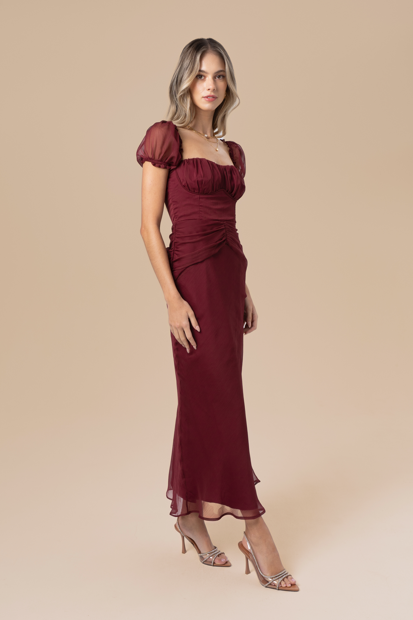 Simone Puff Sleeve Midi Dress