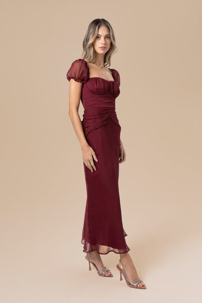 Simone Puff Sleeve Midi Dress