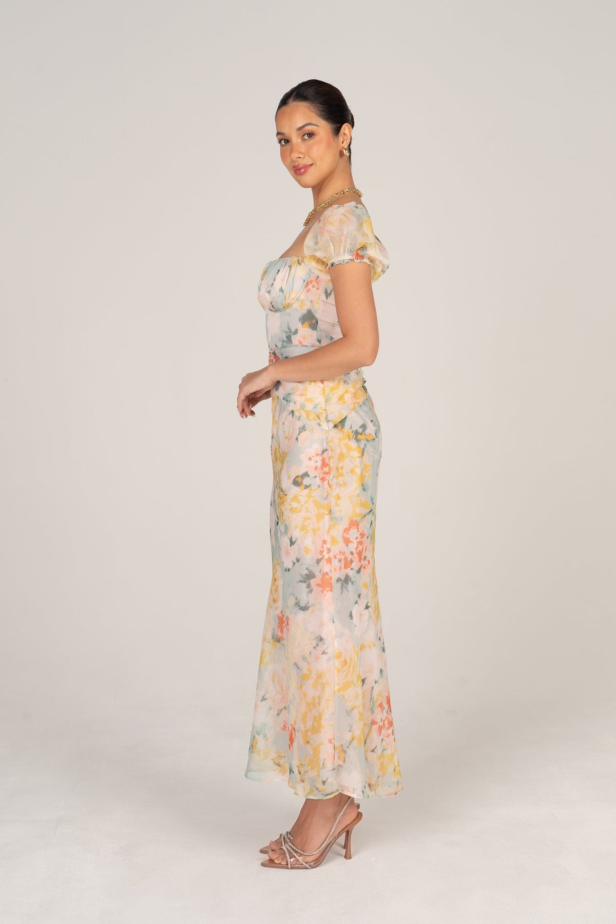 Simone Puff Sleeve Midi Dress