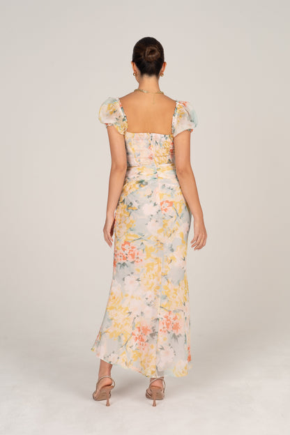 Simone Puff Sleeve Midi Dress