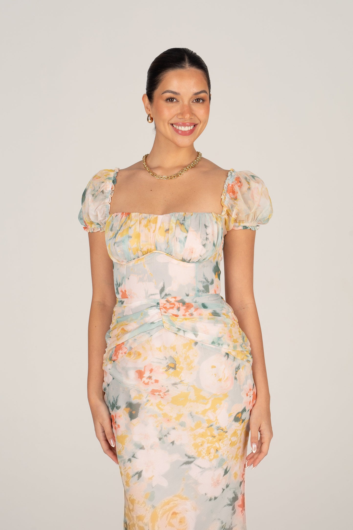 Simone Puff Sleeve Midi Dress