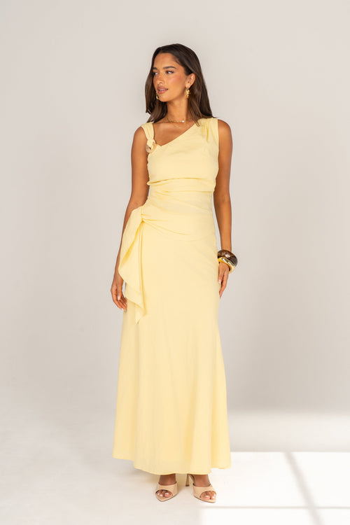Thea Asymmetrical Draped Top & Maxi Skirt Set