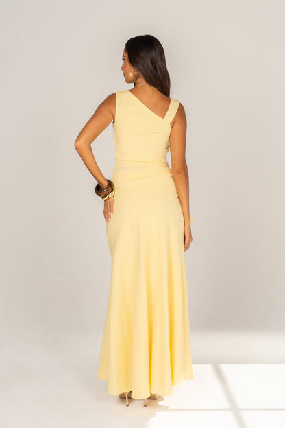 Thea Asymmetrical Draped Top & Maxi Skirt Set
