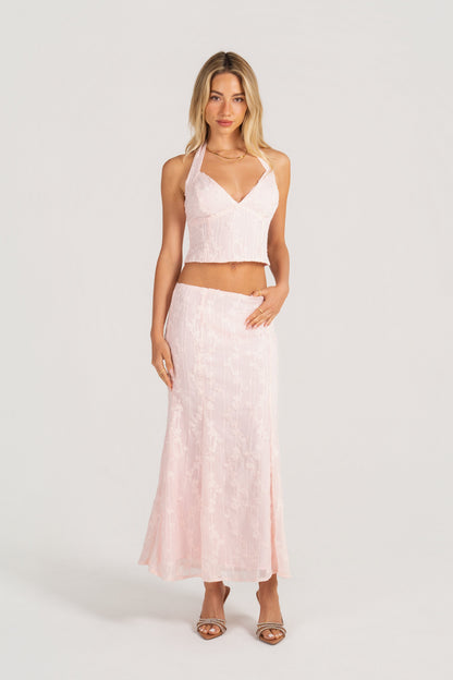 Verity Halter Neck & Midi Skirt Two Piece Set