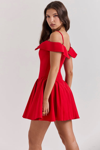 scarlet off shoulder mini dress