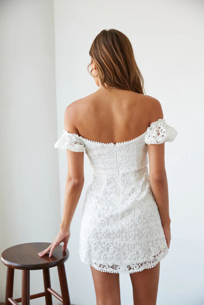 Karlie Lace Puff Sleeve Mini Dress