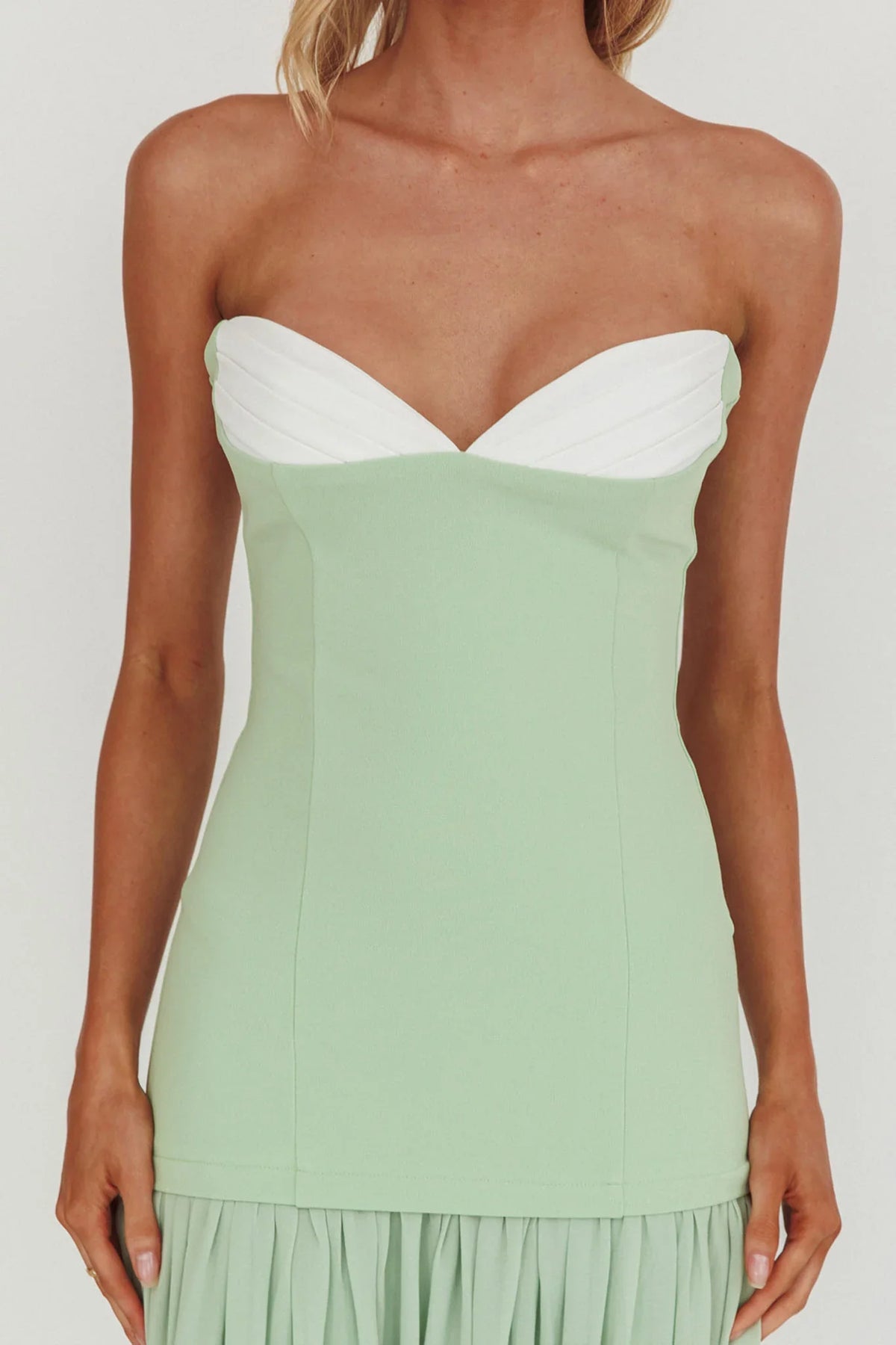 Unspoken Sweetheart Neckline Sheer Hem Maxi Dress Sage