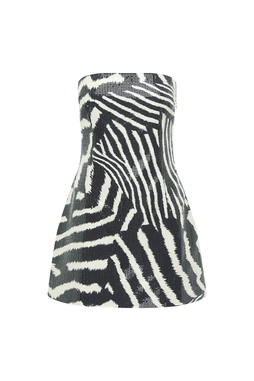 IBIZA STRAPLESS SEQUIN MINI DRESS - NOAH BLACK