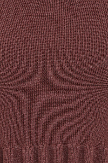 Berenice Ruffle Hem Knitted Top - Brown