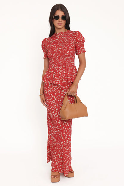 Zoella Peplum Top - Red Floral