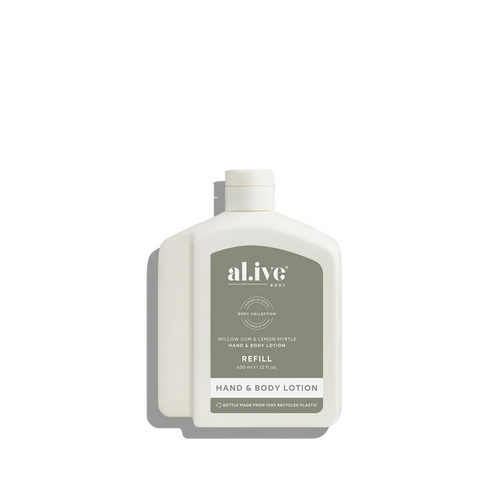 al.ive Hand & Body Lotion 650ml Refill - Willow Gum & Lemon Myrtle
