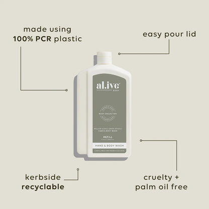 al.ive Hand & Body Wash 1L Refill - Willow Gum & Lemon Myrtle