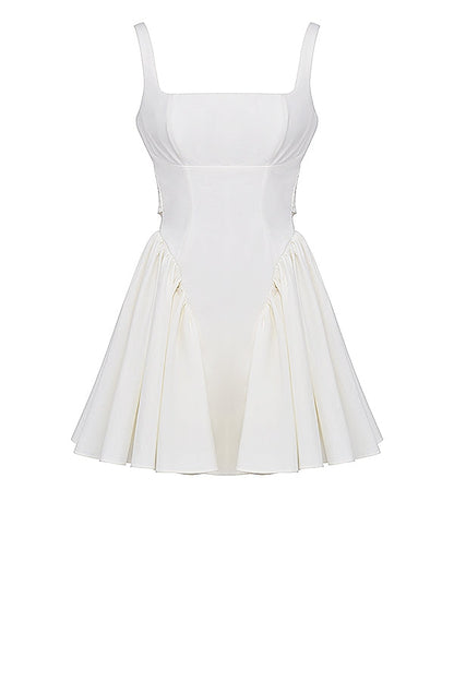 ivory cotton bow mini dress