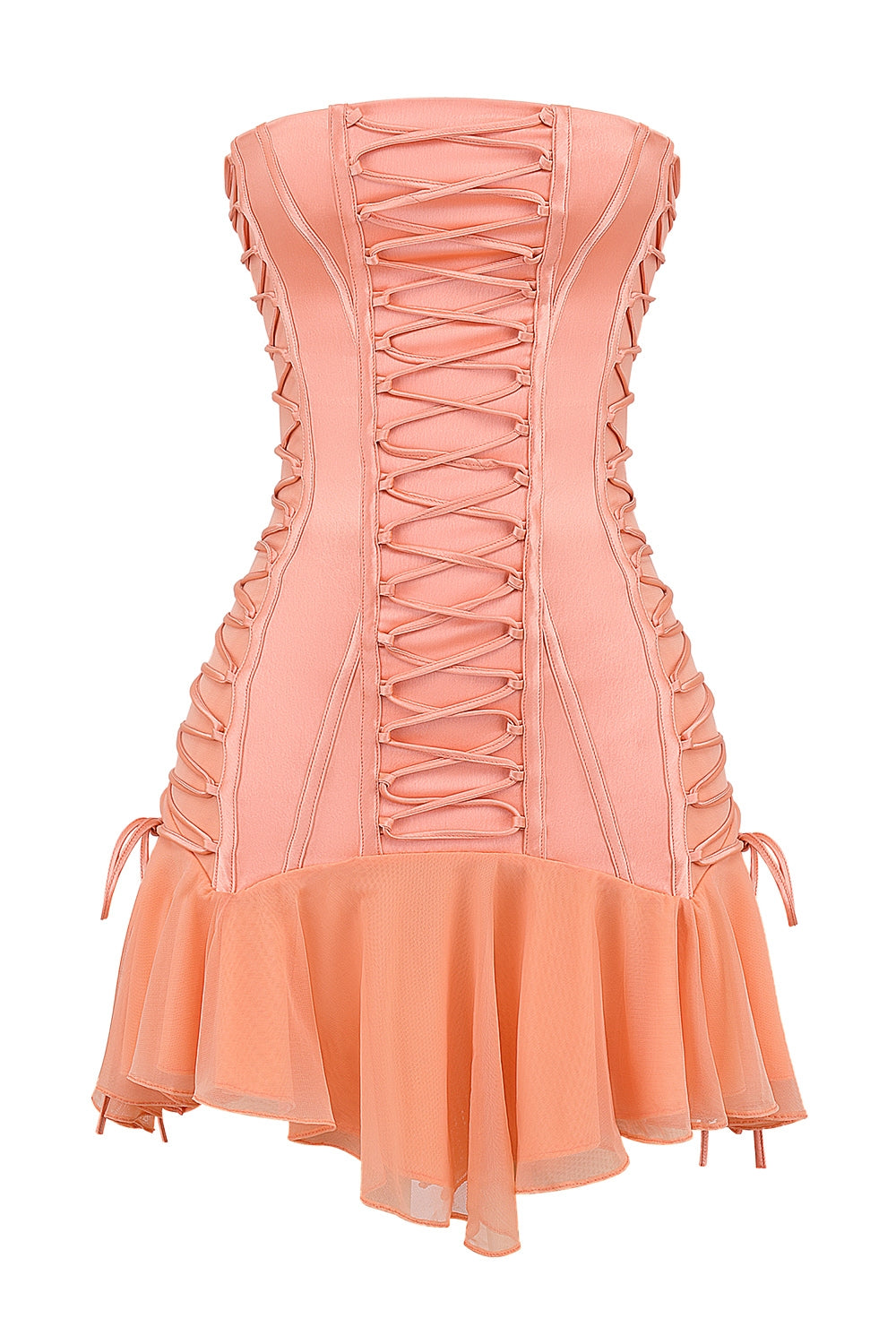 sorbet satin strapless mini dress