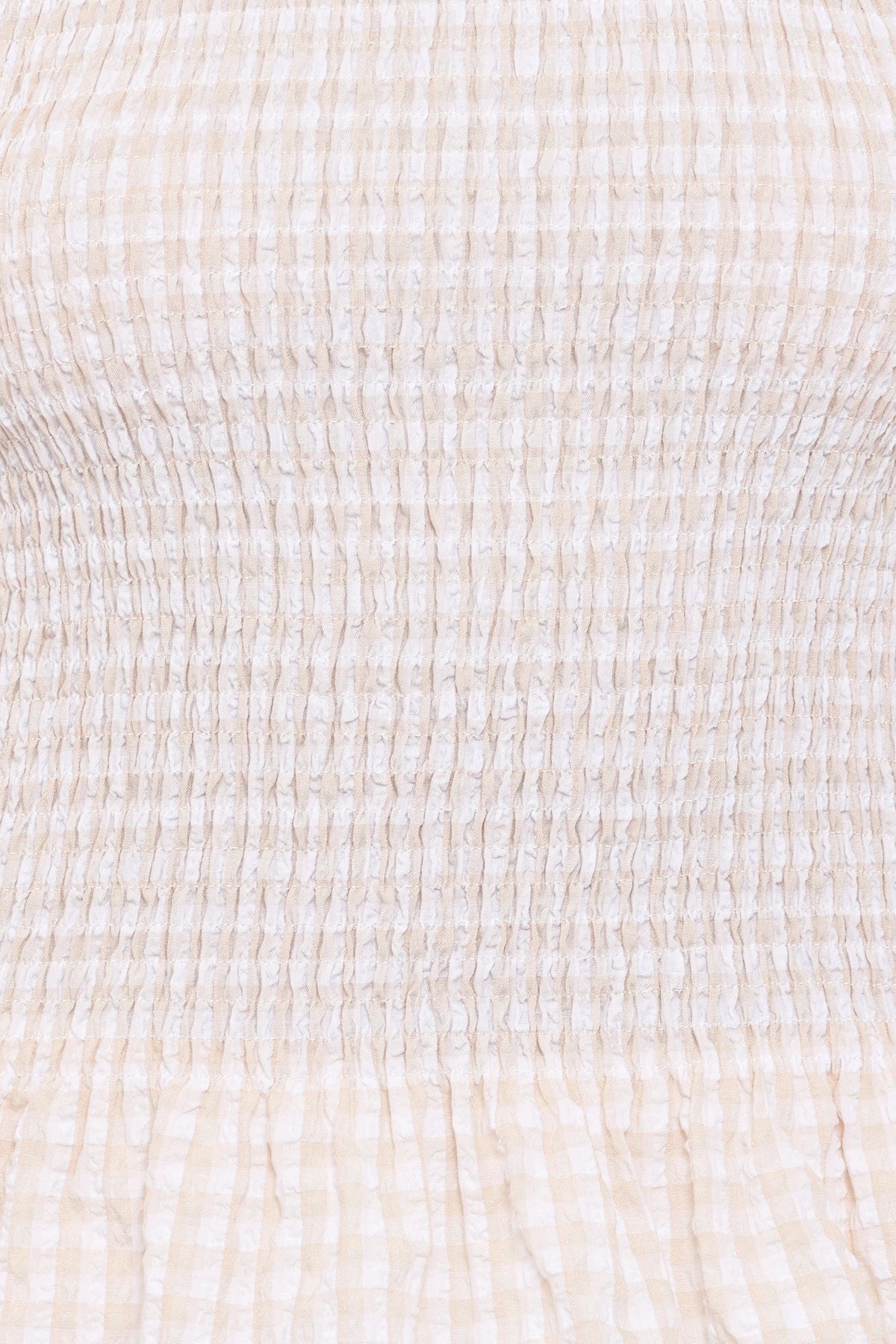 Callista Shirred Waist Top - Beige Gingham