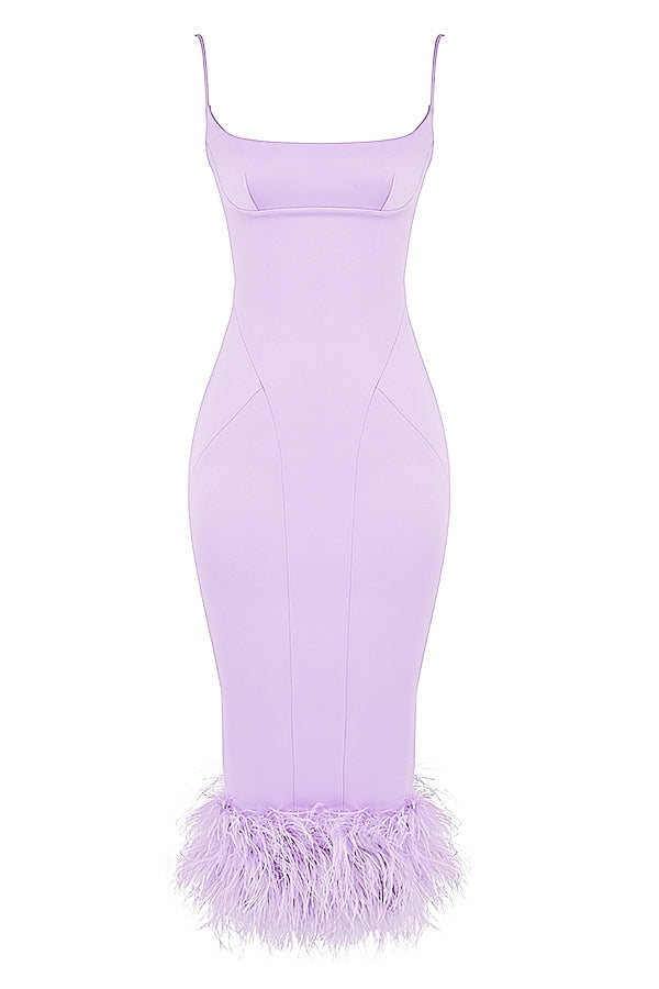 orchid satin midi dress