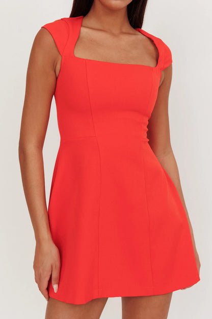 Opulent Cap Sleeve Mini Dress Red
